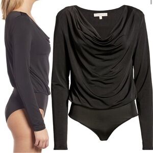 $78 NWT WAYF Solano Ruched Draped Cowl Neck Bodysuit XS